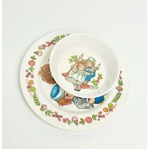 Oneida Raggedy Ann and Andy Plastic Plate and‎ Bowl Set Deluxe VTG 1969
